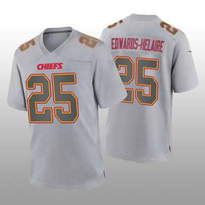 Kansas CityChiefs #25 Clyde Edwards-Helaire Gray Atmosphere Game Jersey Stitched American Football Jerseys