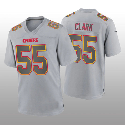 Kansas CityChiefs #55 Frank Clark Gray Atmosphere Game Jersey Stitched American Football Jerseys