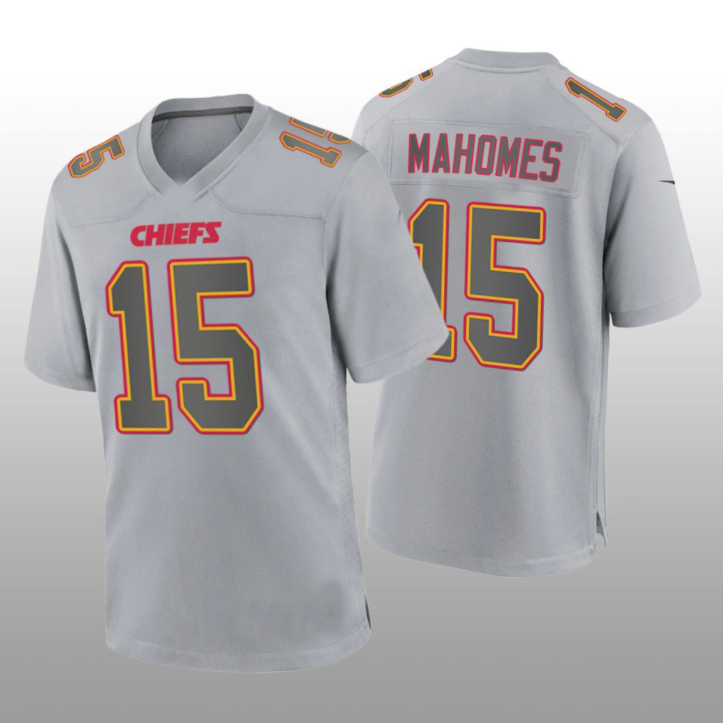 Kansas CityChiefs #15 Patrick Mahomes Gray Atmosphere Fashion Game Jersey Stitched American Football Jerseys