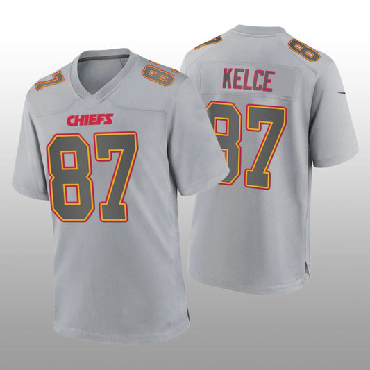 Kansas CityChiefs #87 Travis Kelce Gray Atmosphere Fashion Game Jersey Stitched American Football Jerseys