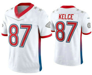 Kansas CityChiefs #87 Travis Kelce White 2022 Pro Bowl Vapor Untouchable Stitched Limited Jersey American Football Jerseys