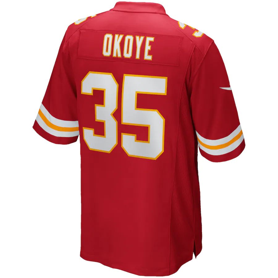 Kansas CityChiefs #35 Christian Okoye Red Game Retired Player Jersey Stitched American Football Jerseys