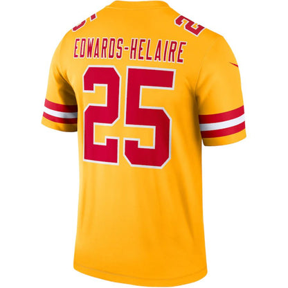 Kansas CityChiefs #25 Clyde Edwards-Helaire  Gold Inverted Legend Jersey Stitched American Football Jerseys