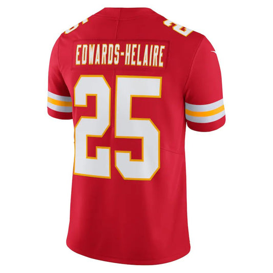 Kansas CityChiefs #25 Clyde Edwards-Helaire  Red Vapor Limited Jersey Stitched American Football Jerseys