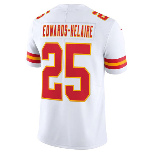 Kansas CityChiefs #25 Clyde Edwards-Helaire White Vapor Limited Jersey Stitched American Football Jerseys