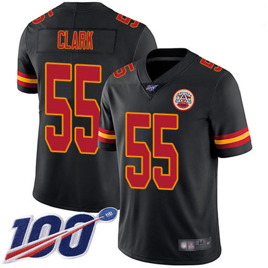 Custom  Kansas CityChiefs Black Limited Rush 100th Season Jersey American Stitched Jersey Football Jerseys