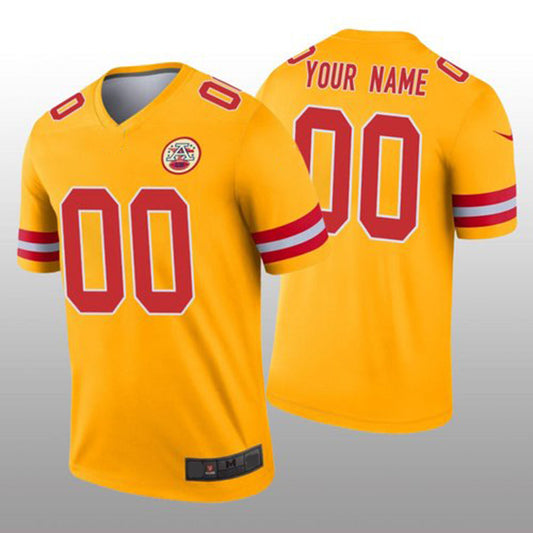 Custom  Kansas CityChiefs Gold Inverted Legend Jersey American Stitched Jersey Football Jerseys