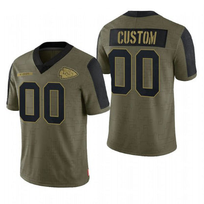 Custom  Kansas CityChiefs Olive 2022 Salute To Service Limited Football Jersey