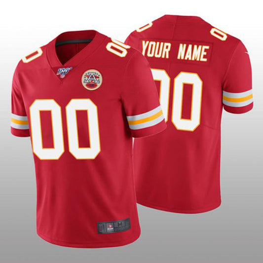 Custom  Kansas CityChiefs Red Vapor Limited 100th Season Jersey American Stitched Jersey Football Jerseys