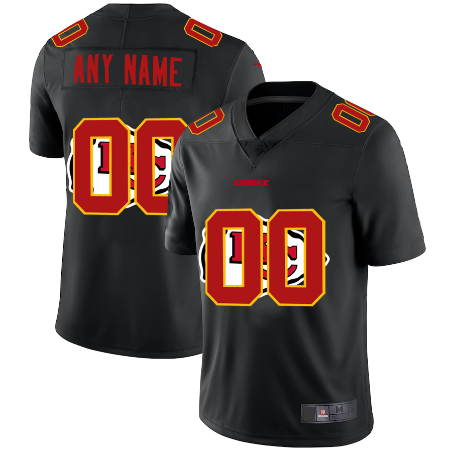 Custom  Kansas CityChiefs Team Logo Dual Overlap Limited Jersey Black American Stitched Jersey Football Jerseys