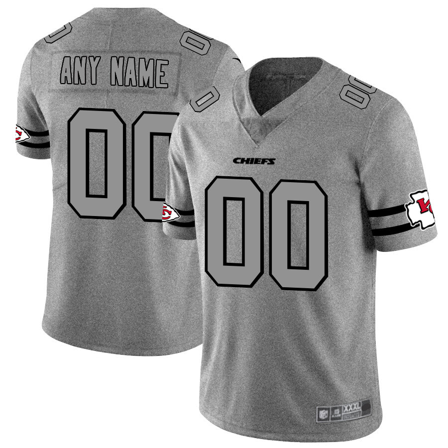 Custom  Kansas CityChiefs 2019 Gray Gridiron Gray Vapor Untouchable Limited Jersey American Stitched Jersey Football Jerseys