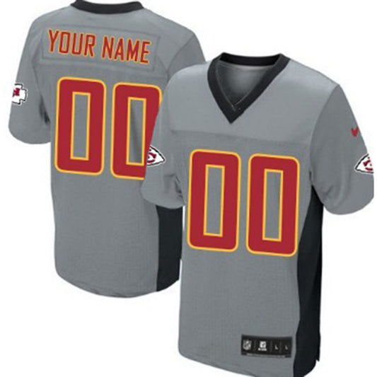 Custom  Kansas CityChiefs Gray Shadow Elite Jersey American Stitched Jersey Football Jerseys