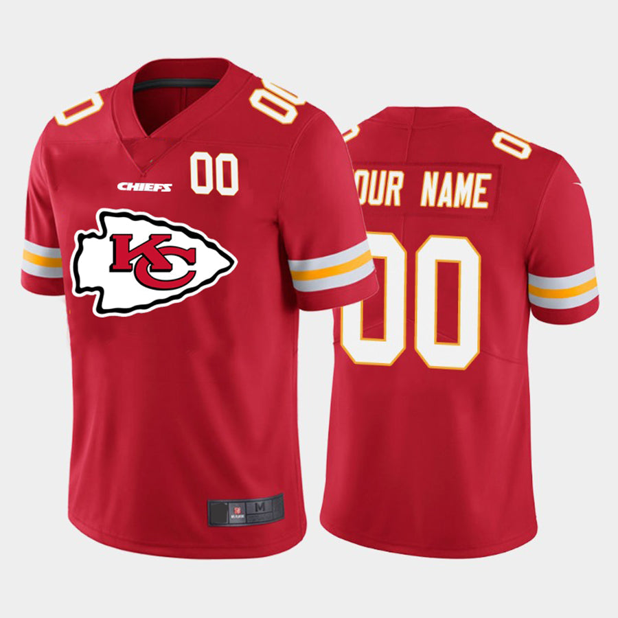 Custom  Kansas CityChiefs Red Team Big Logo Number Vapor Untouchable Limited Jersey American Stitched Jersey Football Jerseys