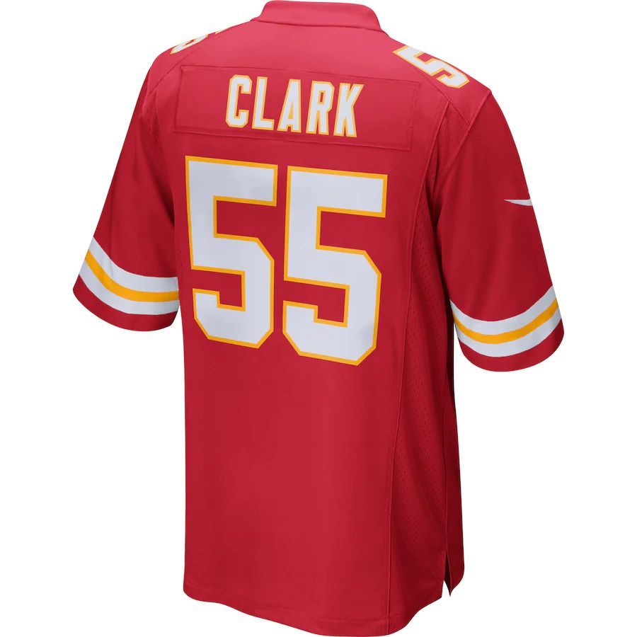 Kansas CityChiefs #55 Frank Clark Red Game Jersey Stitched American Football Jerseys