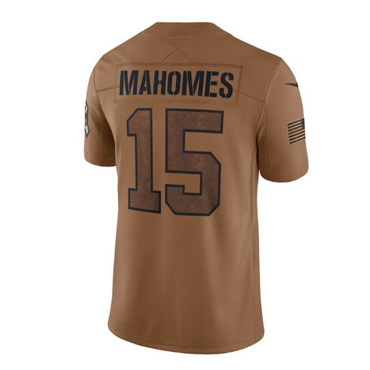 Kansas CityChiefs #15 Patrick Mahomes Brown 2023 Salute To Service Limited Jersey Stitched American Football Jerseys