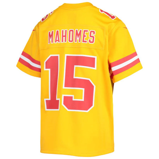 Kansas CityChiefs #15 Patrick Mahomes Gold Inverted Team Game Jersey Stitched American Football Jerseys