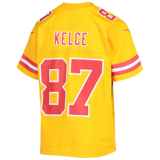 Kansas CityChiefs #87 Travis Kelce Gold Inverted Team Game Jersey Stitched American Football Jerseys