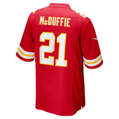 Kansas CityChiefs #21 Trent McDuffie Red 2022 Draft First Round Pick Game Jersey Stitched American Football Jerseys