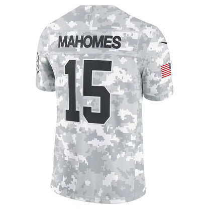 Kansas CityChiefs #15 Patrick Mahomes Arctic Camo 2024 Salute to Service Limited Stitched American Football Jerseys