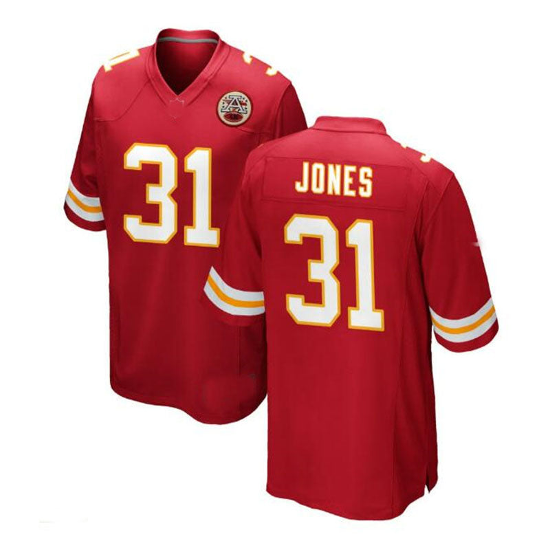 Kansas CityChiefs #31 Nic Jones Game Jersey - Red Stitched American Football Jerseys