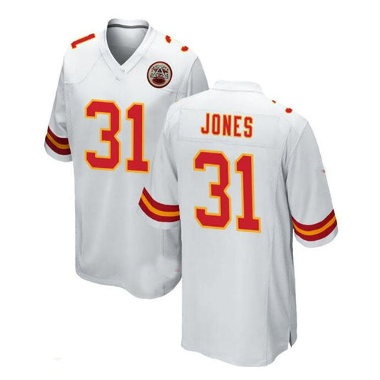 Kansas CityChiefs #31 Nic Jones Game Jersey - White Stitched American Football Jerseys