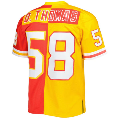 Kansas CityChiefs #58 Derrick Thomas Mitchell & Ness 1994 Split Legacy Replica Jersey - Red/Gold Stitched American Football Jerseys