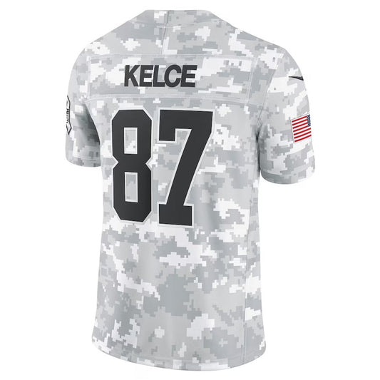 Kansas CityChiefs #87 Travis Kelce Arctic Camo 2024 Salute to Service Limited Stitched American Football Jerseys