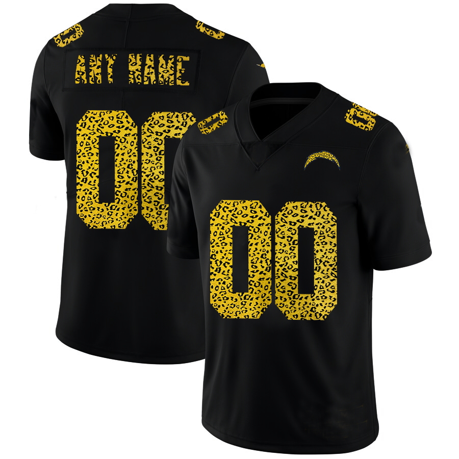 Custom LA.Chargers Leopard Print Fashion Vapor Limited Jersey Black Stitched American Football Jerseys