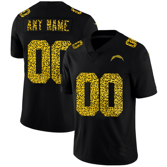 Custom LA.Chargers Leopard Print Fashion Vapor Limited Jersey Black Stitched American Football Jerseys