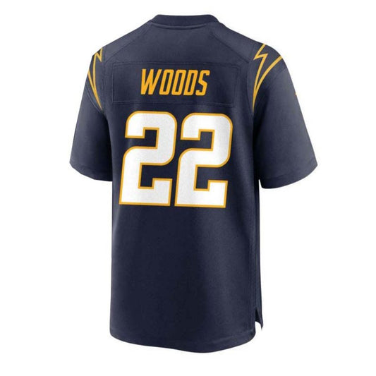 LA.Chargers #22 JT Woods Navy Game Player Jersey Stitched American Football Jerseys