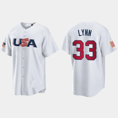 #33 LANCE LYNN CHICAGO WHITE SOX 2023 WORLD BASEBALL CLASSIC USA REPLICA JERSEY ¨C WHITE Stitches Baseball Jerseys