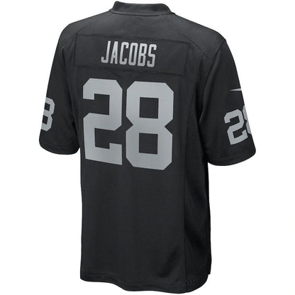 L.Raiders #28 Josh Jacobs Black Game Player Jersey Stitched American Football Jerseys