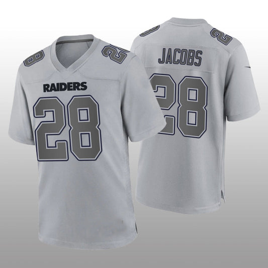 L.Raiders #28 Josh Jacobs Gray Atmosphere Fashion Game Jersey Stitched American Football Jerseys