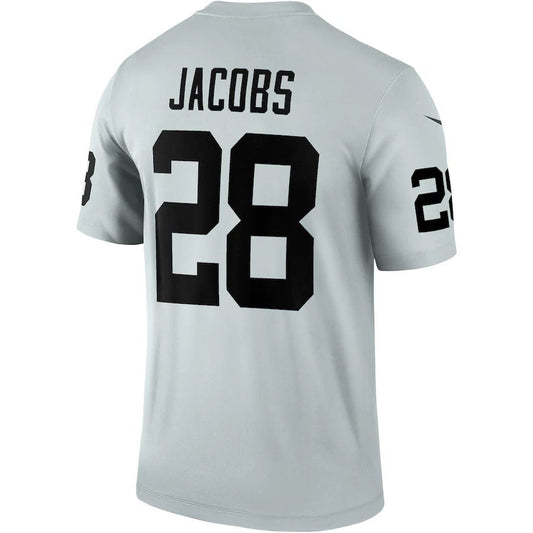 L.Raiders #28 Josh Jacobs Silver Inverted Legend Jersey Stitched American Football Jerseys