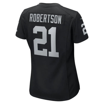 L.Raiders #21 Amik Robertson Black Team Game Jersey Stitched American Football Jerseys