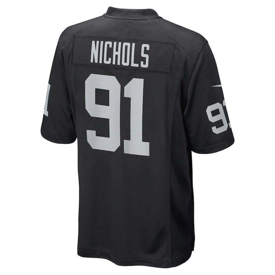 L.Raiders #91 Bilal Nichols Black Game Player Jersey Stitched American Football Jerseys