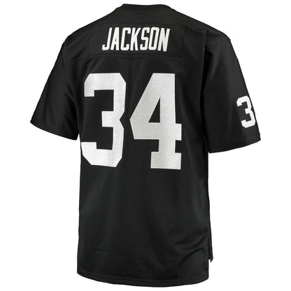 L.Raiders #34 Bo Jackson Mitchell & Ness Black Big & Tall 1988 Retired Player Replica Jersey Stitched American Football Jerseys