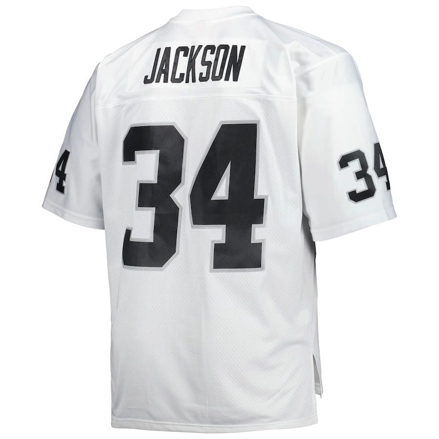 L.Raiders #34 Bo Jackson Mitchell & Ness White Big & Tall 1988 Retired Player Replica Jersey Stitched American Football Jerseys