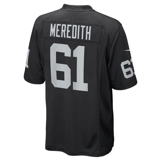 L.Raiders #61 Jordan Meredith Black Game Player Jersey Stitched American Football Jerseys