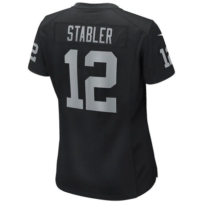 L.Raiders #12 Ken Stabler Black Game Retired Player Jersey Stitched American Football Jerseys