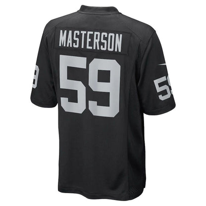 L.Raiders #59 Luke Masterson Black Game Player Jersey Stitched American Football Jerseys