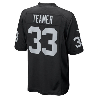 L.Raiders #33 Roderic Teamer Black Game Jersey Stitched American Football Jerseys