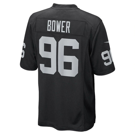 L.Raiders #96 Tashawn Bower Black Game Player Jersey Stitched American Football Jerseys