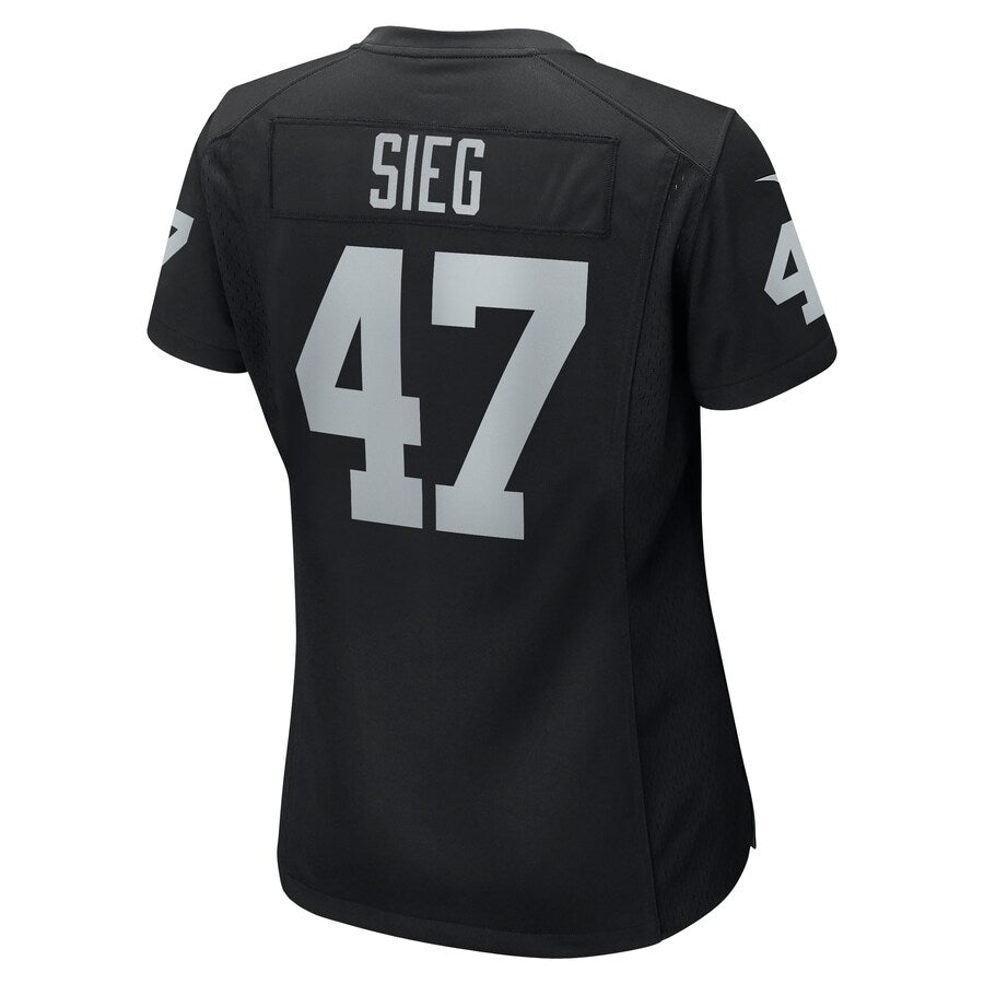 L.Raiders #47 Trent Sieg Black Game Jersey Stitched American Football Jerseys