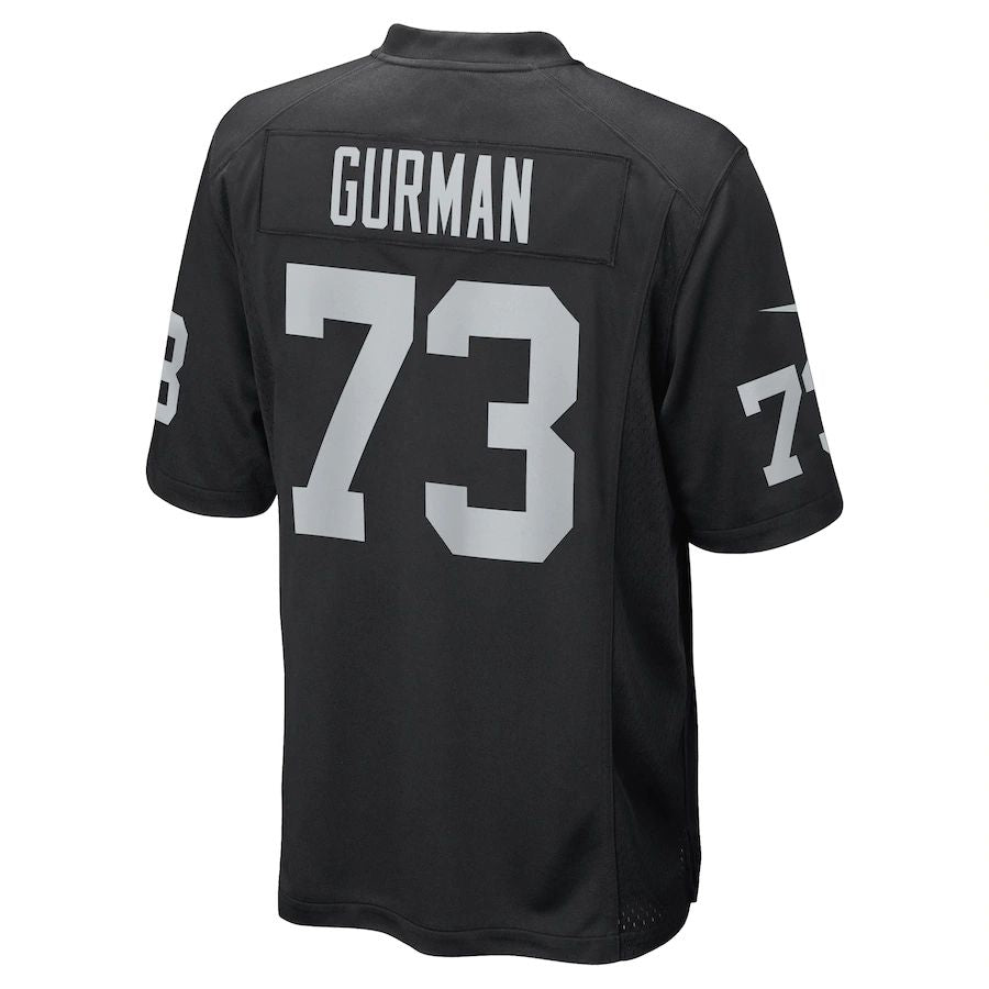 L.Raiders #73 Vitaliy Gurman Black Game Player Jersey Stitched American Football Jerseys