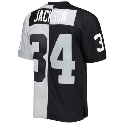 LV. Raiders #34 Bo Jackson Mitchell & Ness 1988 Split Legacy Replica Jersey - Black/Silver Stitched American Football Jerseys