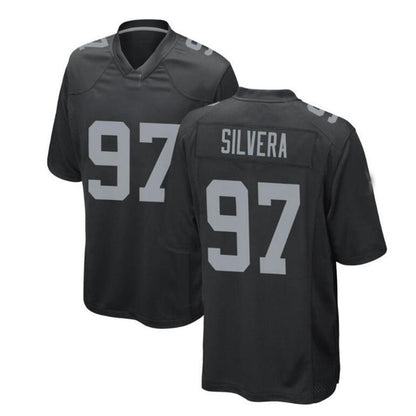 L.Raiders #97 Nesta Jade Silvera Game Jersey - Black Stitched American Football Jerseys