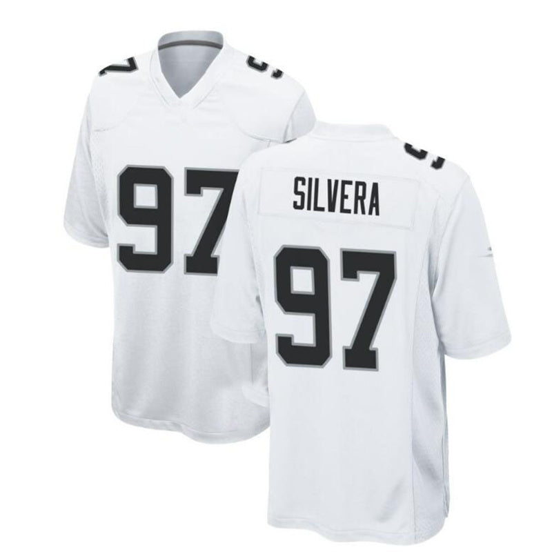 L.Raiders #97 Nesta Jade Silvera Game Jersey - White Stitched American Football Jerseys