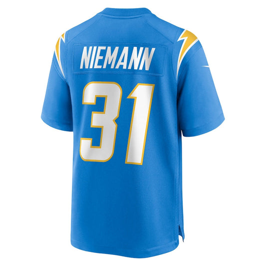 LA.Chargers #31 Nick Niemann Powder Blue Game Player Jersey Stitched American Football Jerseys