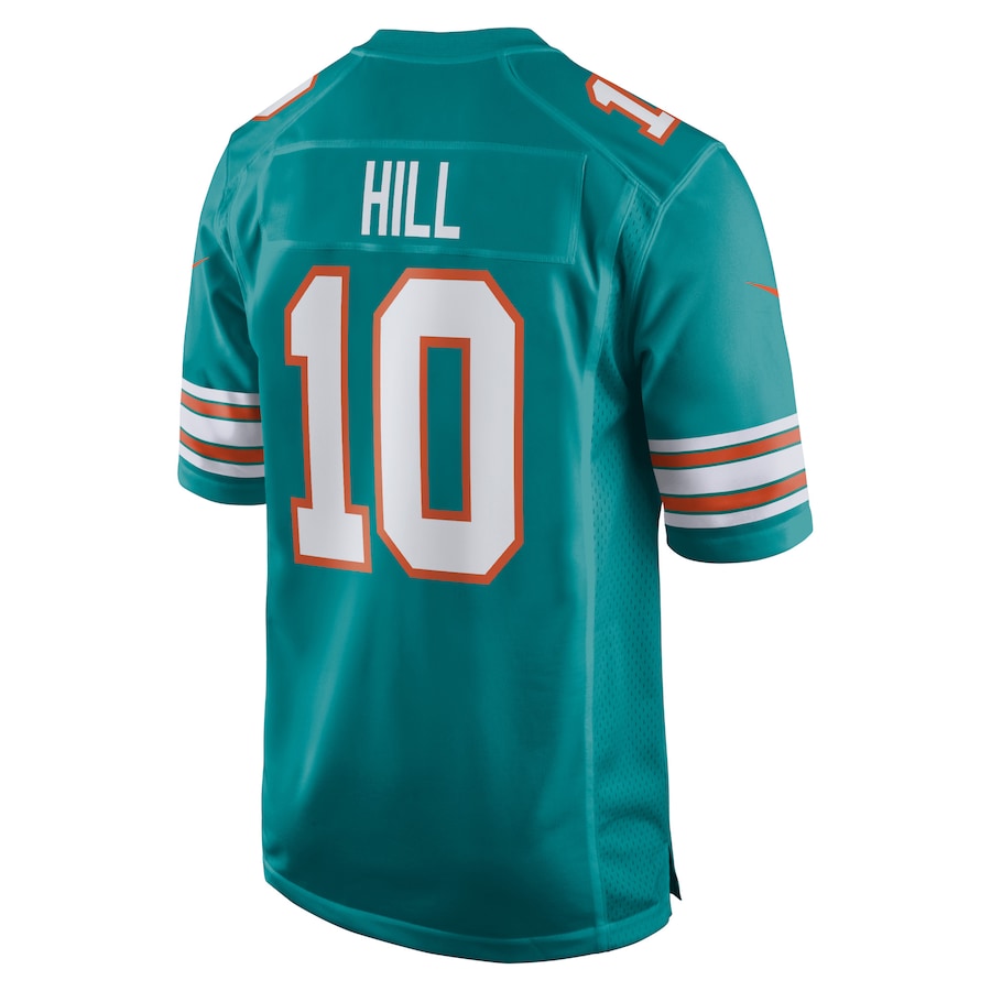 M.Dolphins #10 Tyreek Hill Aqua Alternate Game Jersey Stitched American Football Jerseys